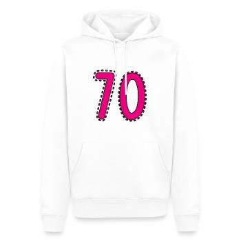 70. 70 ANS. 70e ANNIVERSAIRE. ANNIVERSAIRE 70 ANS. - Sweat à capuche Premium bio Homme - blanc - Devant - Nico (187cm)