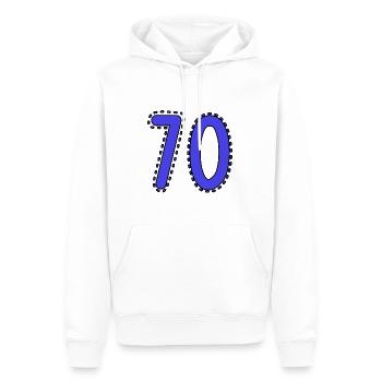 70. 70 JAHRE. 70. JAHRESTAG. 70-JÄHRIGES JUBILÄUM. - Männer Premium Bio Hoodie - Weiß - Vorne - Nico (187cm)