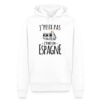 Je part en Espagne - Sweat à capuche Premium bio Homme - blanc - Devant - Nico (187cm)