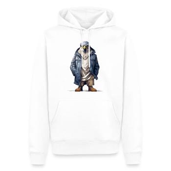 Falken-Graffiti. Räuberischer Streetstyle. - Männer Premium Bio Hoodie - Weiß - Vorne - Nico (187cm)