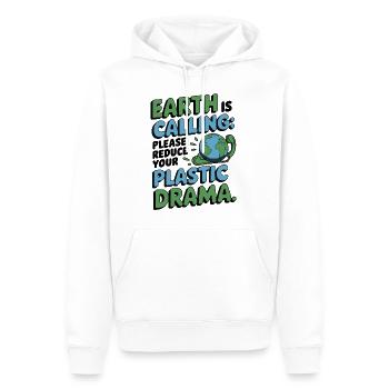 Earth Is Calling, Please Reduce Your Plastic Drama - Sweat à capuche Premium bio Homme - blanc - Devant - Nico (187cm)