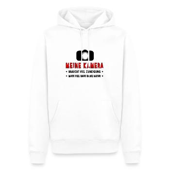 Kamera fotografieren - Männer Premium Bio Hoodie - Weiß - Vorne - Nico (187cm)