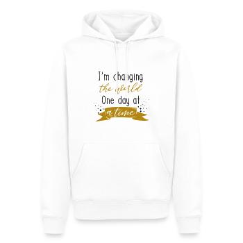 TEACHER WORLD CHANGE WORLDS DAY DICTONS CADEAU - Sweat à capuche Premium bio Homme - blanc - Devant - Nico (187cm)