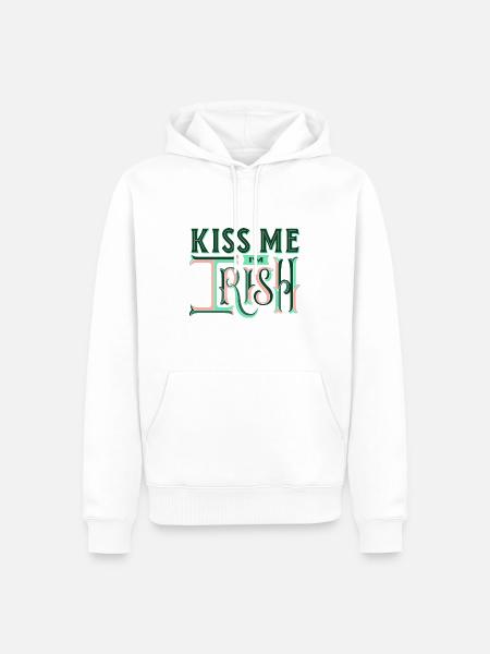 Kiss Me I`m IRISH - Männer Premium Bio Hoodie - Weiß