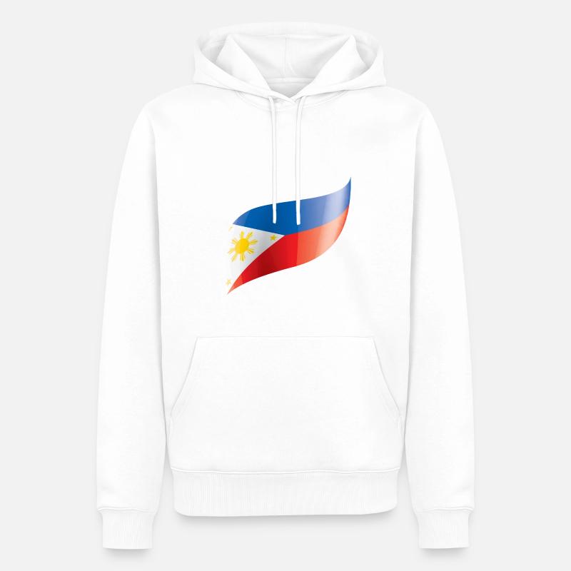 Le drapeau des Philippines agité - Sweat à capuche Premium bio Homme - blanc