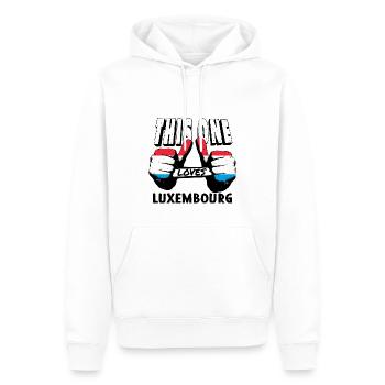 Drapeau luxembourgeois Drapeau luxembourgeois Accueil - Sweat à capuche Premium bio Homme - blanc - Devant - Nico (187cm)