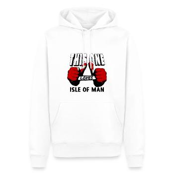 Drapeau de l’île de Man Triskele Drapeau de l’île de Man - Sweat à capuche Premium bio Homme - blanc - Devant - Nico (187cm)