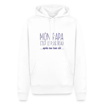 Mon papa c'est le plus beau après moi bien sûr - Sweat à capuche Premium bio Homme - blanc - Devant - Nico (187cm)