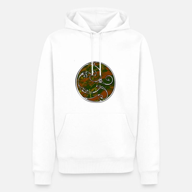 Héron sur la feuille - Sweat à capuche Premium bio Homme - blanc