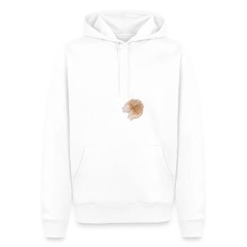 "Le secret du bonheur - Inspirer à donner et à recevoir - Sweat à capuche Premium bio Homme - blanc - Devant - Nico (187cm)