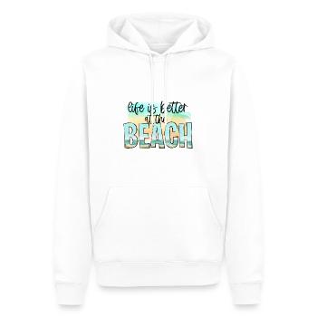 VACANCES VACANCES À LA PLAGE PALMIERS MOTIF DE VOYAGE DU SOLEIL - Sweat à capuche Premium bio Homme - blanc - Devant - Nico (187cm)