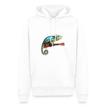Chamäleon mit Ukulele - Männer Premium Bio Hoodie - Weiß - Vorne - Nico (187cm)