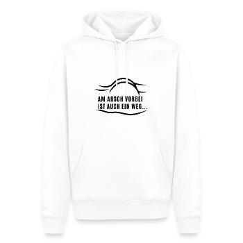 Am Arsch vorbei ist auch ein Weg... - Männer Premium Bio Hoodie - Weiß - Vorne - Nico (187cm)