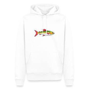 Mignon dessin animé coloré poisson - Sweat à capuche Premium bio Homme - blanc - Devant - Nico (187cm)