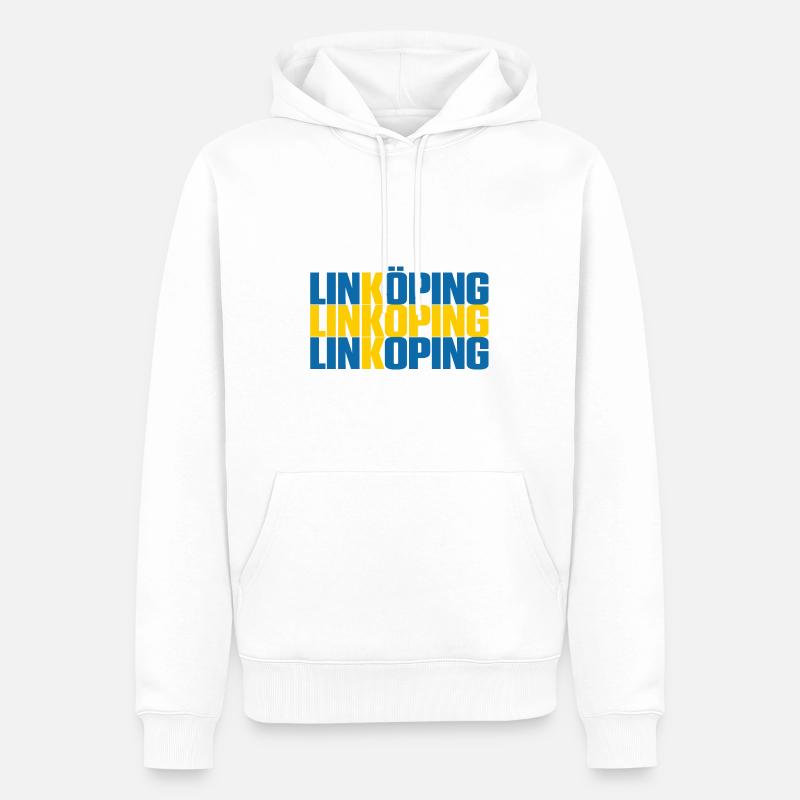 Linköping Suède Drapeau - Sweat à capuche Premium bio Homme - blanc