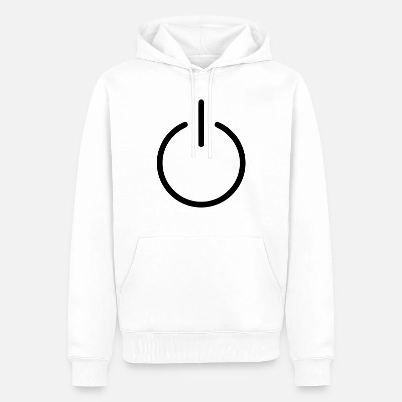 power button - Männer Premium Bio Hoodie - Weiß