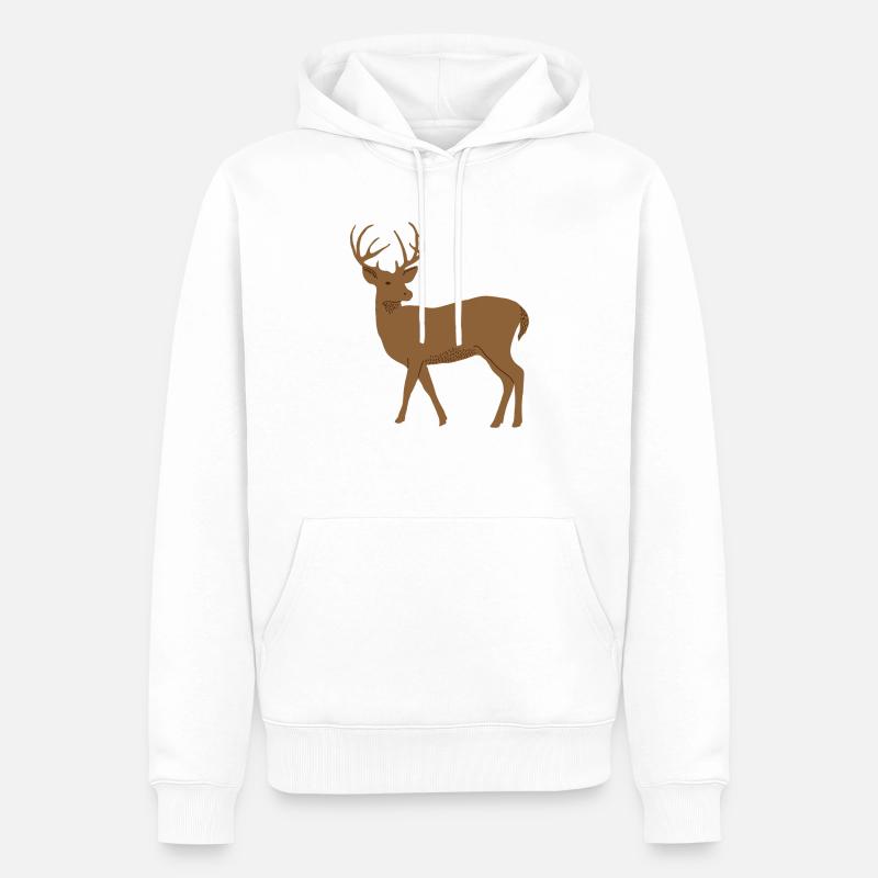 Hirsch - Männer Premium Bio Hoodie - Weiß