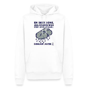 bretagne jour pluie nuage demain aussi 1 - Sweat à capuche Premium bio Homme - blanc - Devant - Nico (187cm)