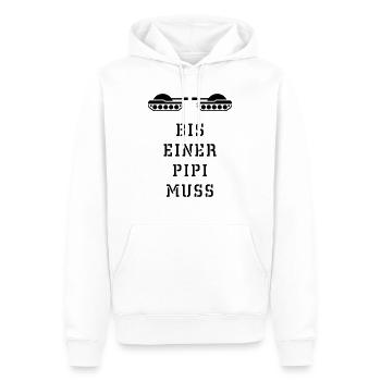 Bis Einer Pipi Muss (Panzer / 1C) - Männer Premium Bio Hoodie - Weiß - Vorne - Nico (187cm)
