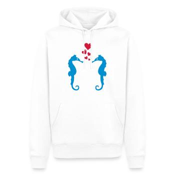 seepferdchen_in_love_001 - Männer Premium Bio Hoodie - Weiß - Vorne - Nico (187cm)