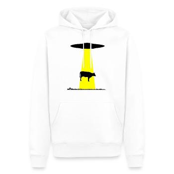 Enlèvement d’OVNI de vache - Sweat à capuche Premium bio Homme - blanc - Devant - Nico (187cm)