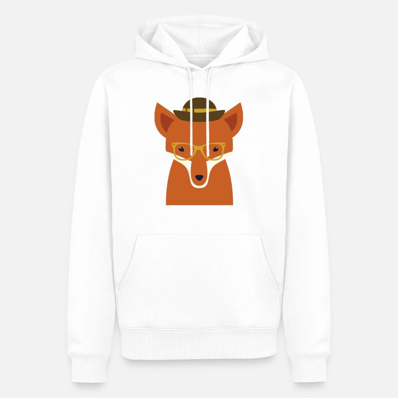 hipster fox - Männer Premium Bio Hoodie - Weiß