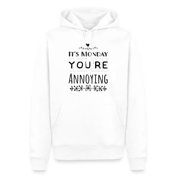C’est lundi que tu es ennuyeux - Sweat à capuche Premium bio Homme - blanc - Devant - Nico (187cm)