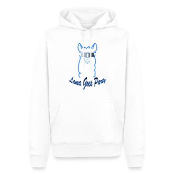 Lama Goes Party Blue - Männer Premium Bio Hoodie - Weiß - Vorne - Nico (187cm)