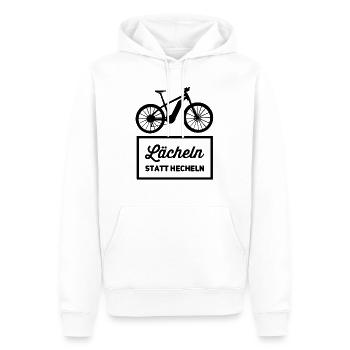 Lächeln statt hecheln E-MTB E-Bike Fahrer - Männer Premium Bio Hoodie - Weiß - Vorne - Nico (187cm)
