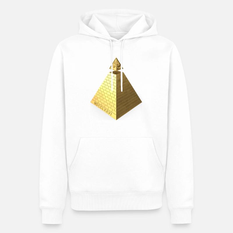 Illuminati Pyramid Gold 3D - Männer Premium Bio Hoodie - Weiß
