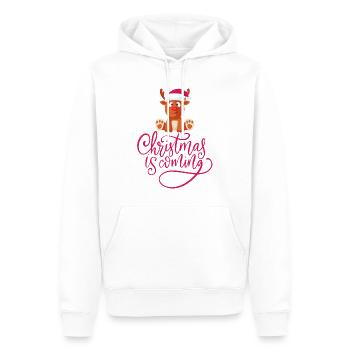 Weihnachten Christmas coming Xmas reindeer Rentier - Men’s Premium Organic Hoodie - white - Front - Nico (187cm)