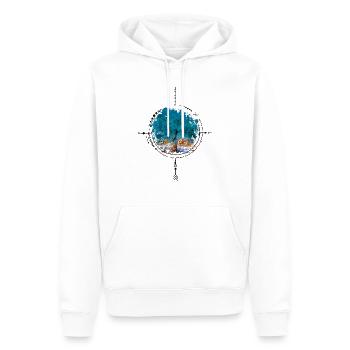 Boussole avec reflet d’arbre - version photo - Sweat à capuche Premium bio Homme - blanc - Devant - Nico (187cm)