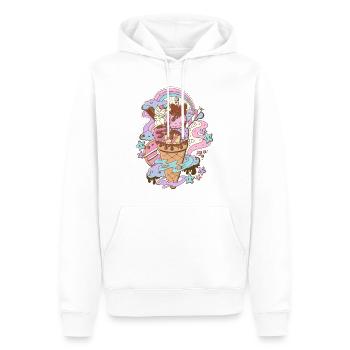 Rabbit and bear Ice Cream - Men’s Premium Organic Hoodie - white - Front - Nico (187cm)