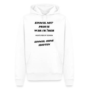 Einmal mit Profis 2.0 - Männer Premium Bio Hoodie - Weiß - Vorne - Nico (187cm)