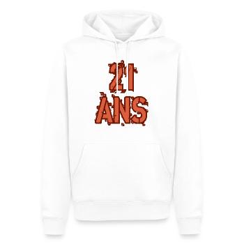 21 ANS - Sweat à capuche Premium bio Homme - blanc - Devant - Nico (187cm)