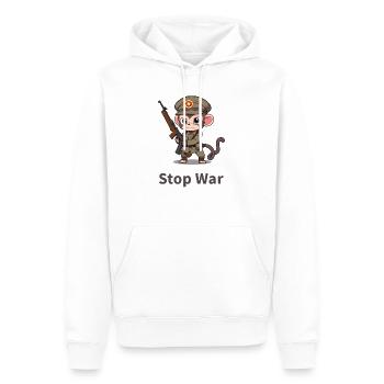 ARRÊTEZ LA GUERRE SINGE - Sweat à capuche Premium bio Homme - blanc - Devant - Nico (187cm)