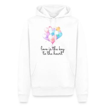 L’amour est la clé du cœur - Sweat à capuche Premium bio Homme - blanc - Devant - Nico (187cm)