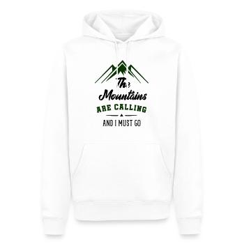 Les montagnes m’appellent je dois y aller - Sweat à capuche Premium bio Homme - blanc - Devant - Nico (187cm)