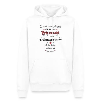 Prinesse Toiletteuse canin - Sweat à capuche Premium bio Homme - blanc - Devant - Nico (187cm)