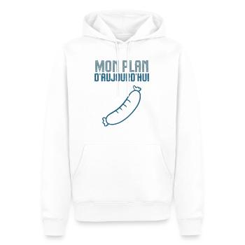 Mon plan d aujourd hui saucisson - Sweat à capuche Premium bio Homme - blanc - Devant - Nico (187cm)