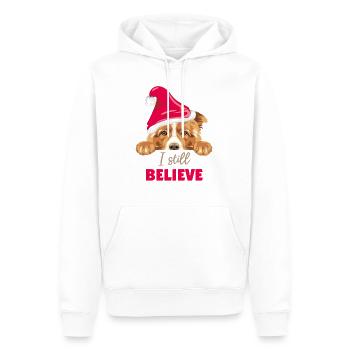 Niedlicher spähender Border Collie Hund mit Weihnachtsmannmütze - Männer Premium Bio Hoodie - Weiß - Vorne - Nico (187cm)