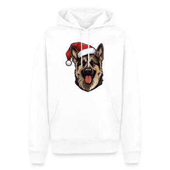 German Shepherd Dog Head Christmas Portrait - Men’s Premium Organic Hoodie - white - Front - Nico (187cm)