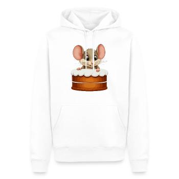 La souris sort de la tarte - Sweat à capuche Premium bio Homme - blanc - Devant - Nico (187cm)