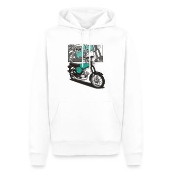 S51 (türkis) // Illustration - Männer Premium Bio Hoodie - Weiß - Vorne - Nico (187cm)