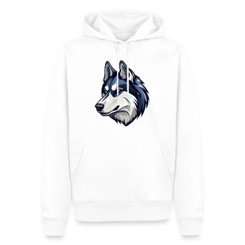 Cooler Husky mit bösem Blick - Männer Premium Bio Hoodie - Weiß - Vorne - Nico (187cm)