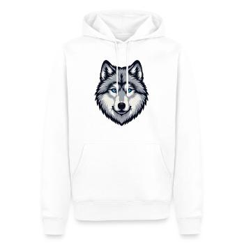Blau äugiger Wolf Kopf - Männer Premium Bio Hoodie - Weiß - Vorne - Nico (187cm)