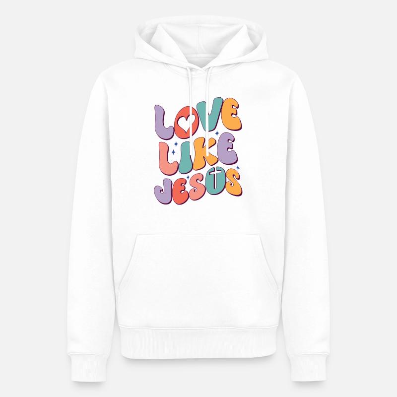 Aimer comme Jésus - Sweat à capuche Premium bio Homme - blanc