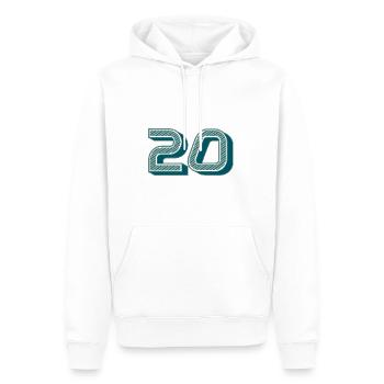 20. 20 YEARS. 20th ANNIVERSARY. 20 YEARS ANNIVERSARY. - Men’s Premium Organic Hoodie - white - Front - Nico (187cm)