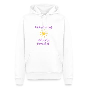Beste was passiert lila - Männer Premium Bio Hoodie - Weiß - Vorne - Nico (187cm)