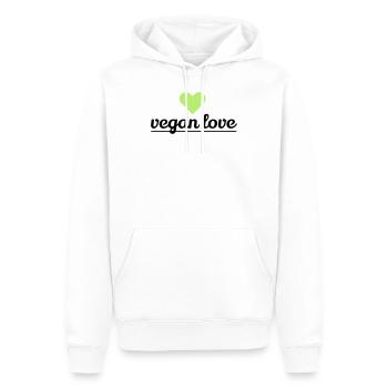 amour végétalien - Sweat à capuche Premium bio Homme - blanc - Devant - Nico (187cm)